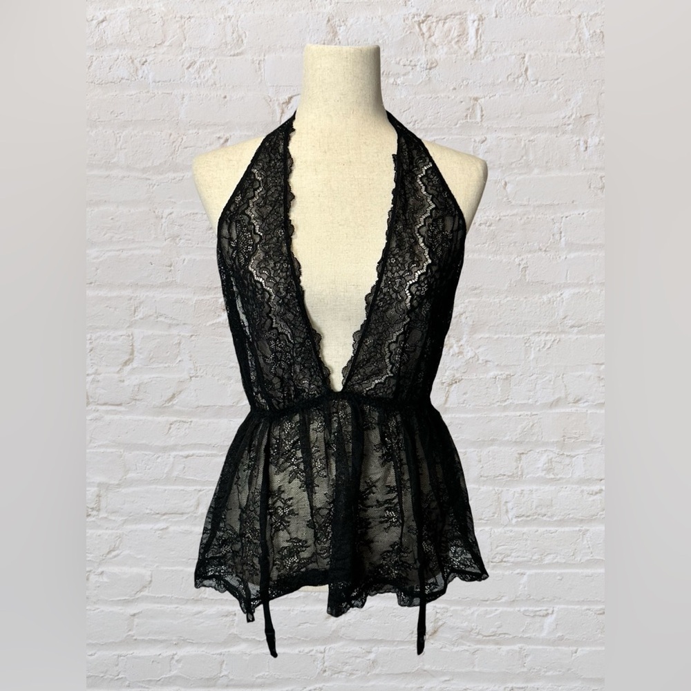 Victoria's Secret Black Lace Halter Chemise